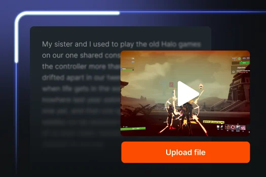 A upload file UI with a story written behind