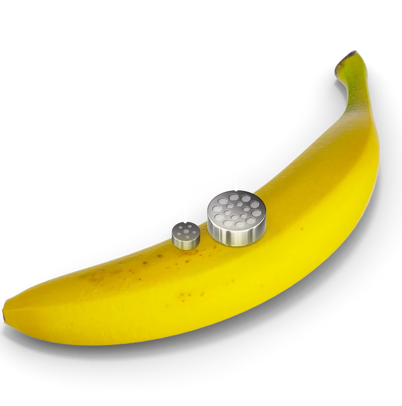 A view of the size of a banana compared to an Alias capsule