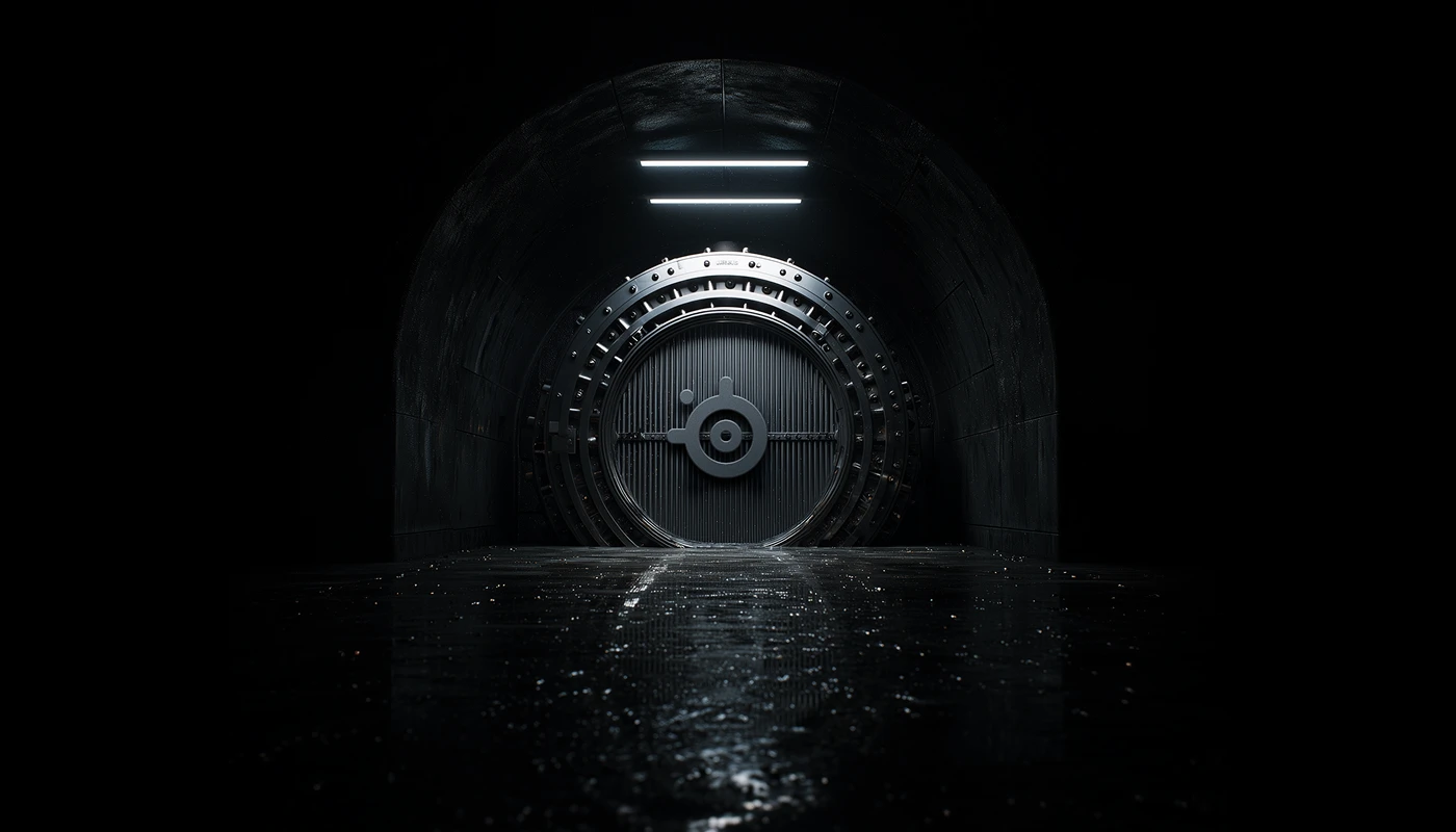 En bild av ett stålvalv med SteelSeries-logotypen på låset.