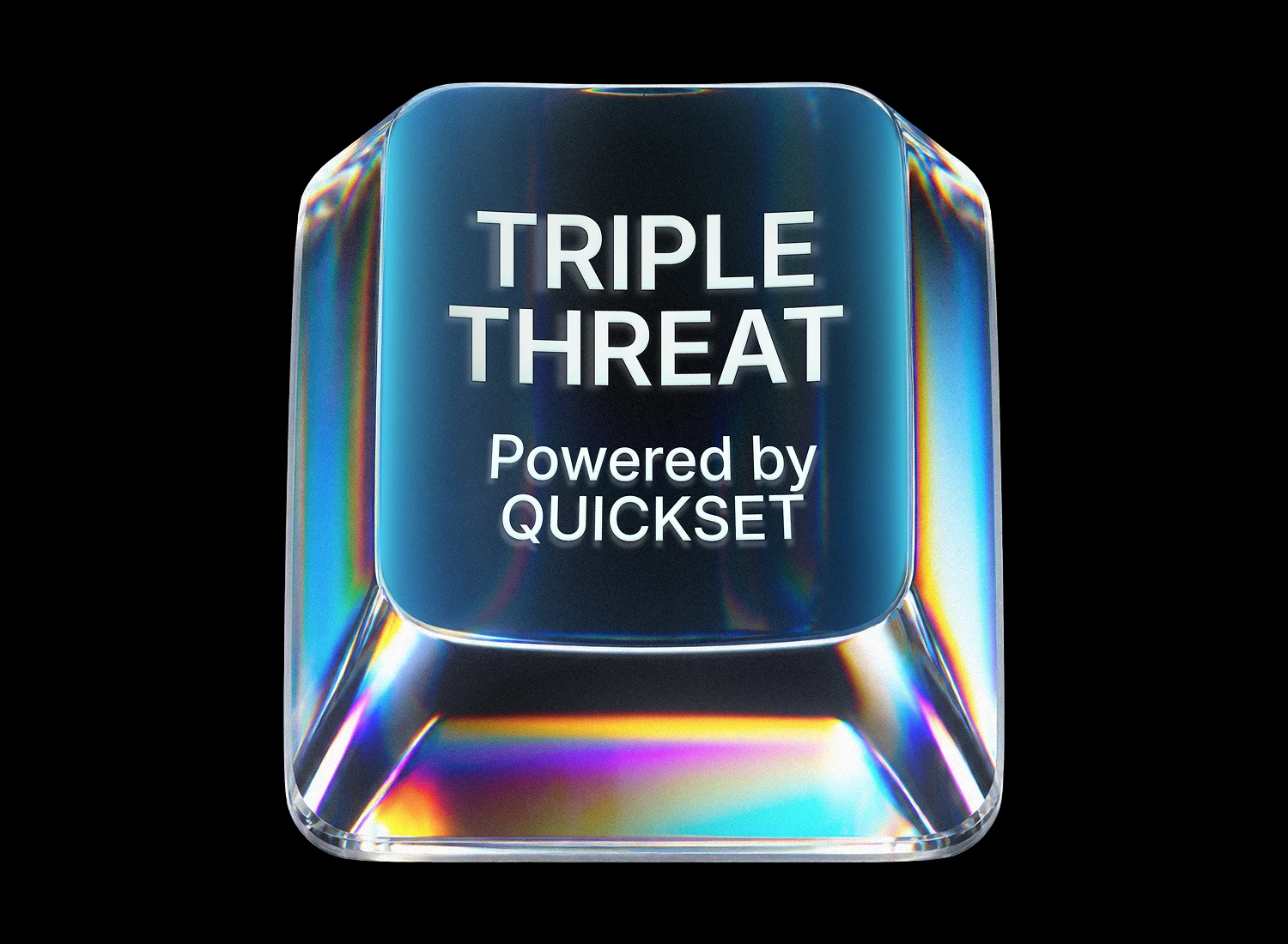 Tecla del teclado para juegos SteelSeries Apex Pro TKL Gen 3 con el texto «Triple Threat Powered by Quickset».
