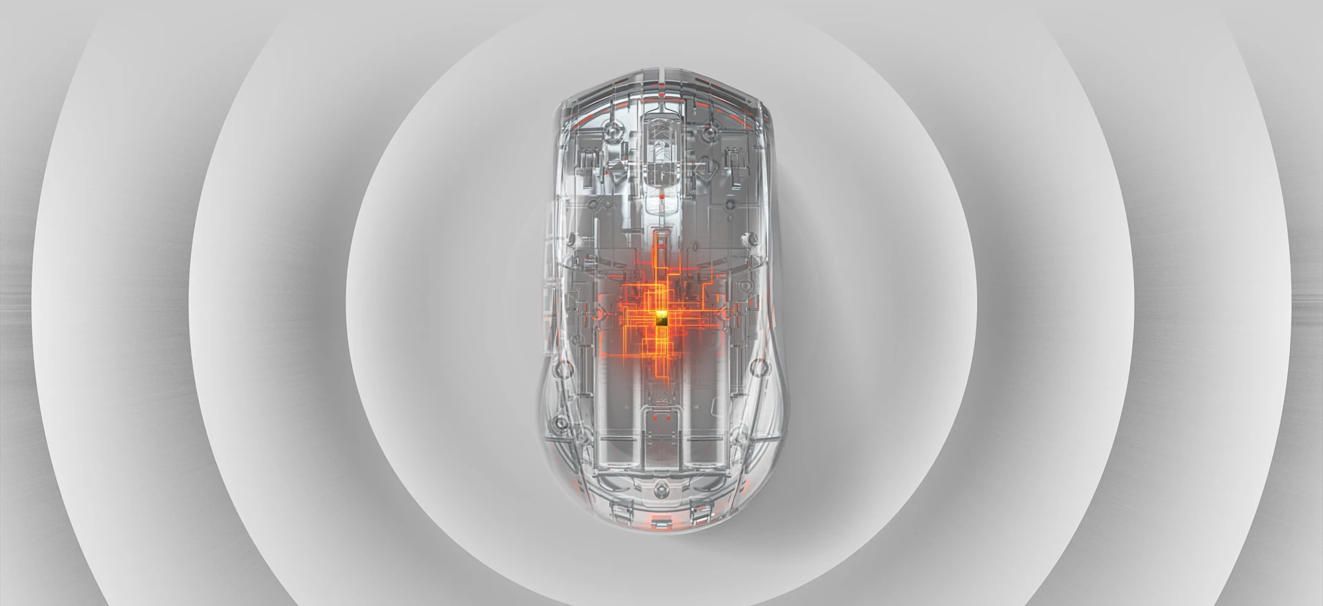 Rival 3 Wireless dans un look radiographique avec le contenu intérieur de la souris illuminé
