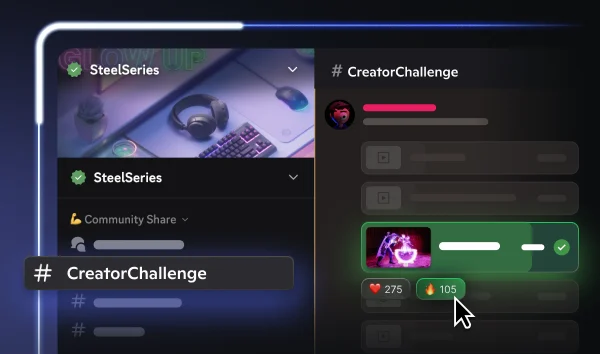 An image of simplified discord UI with someone voting on the creator challenge channel