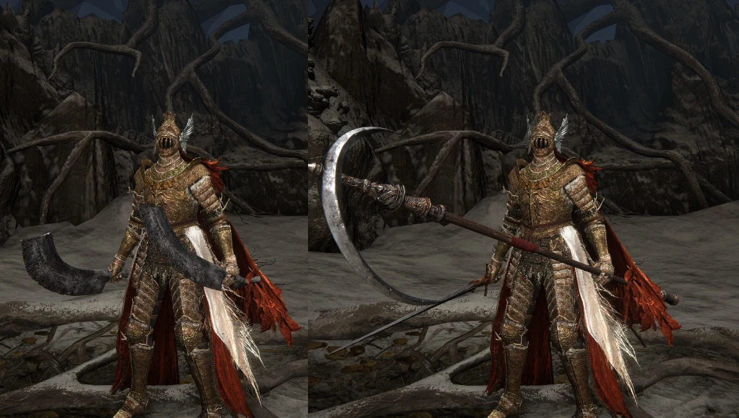 Two characters wielding big ass weapons.
