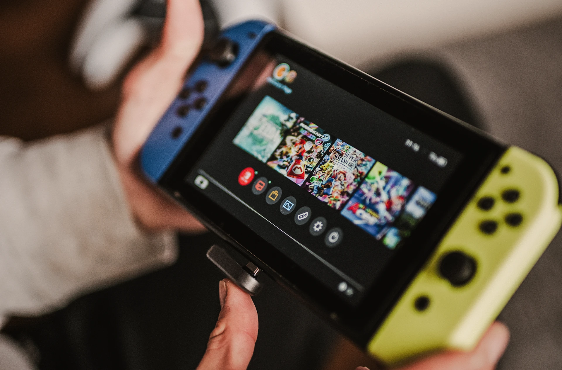 person playing games on Nintendo Switch.