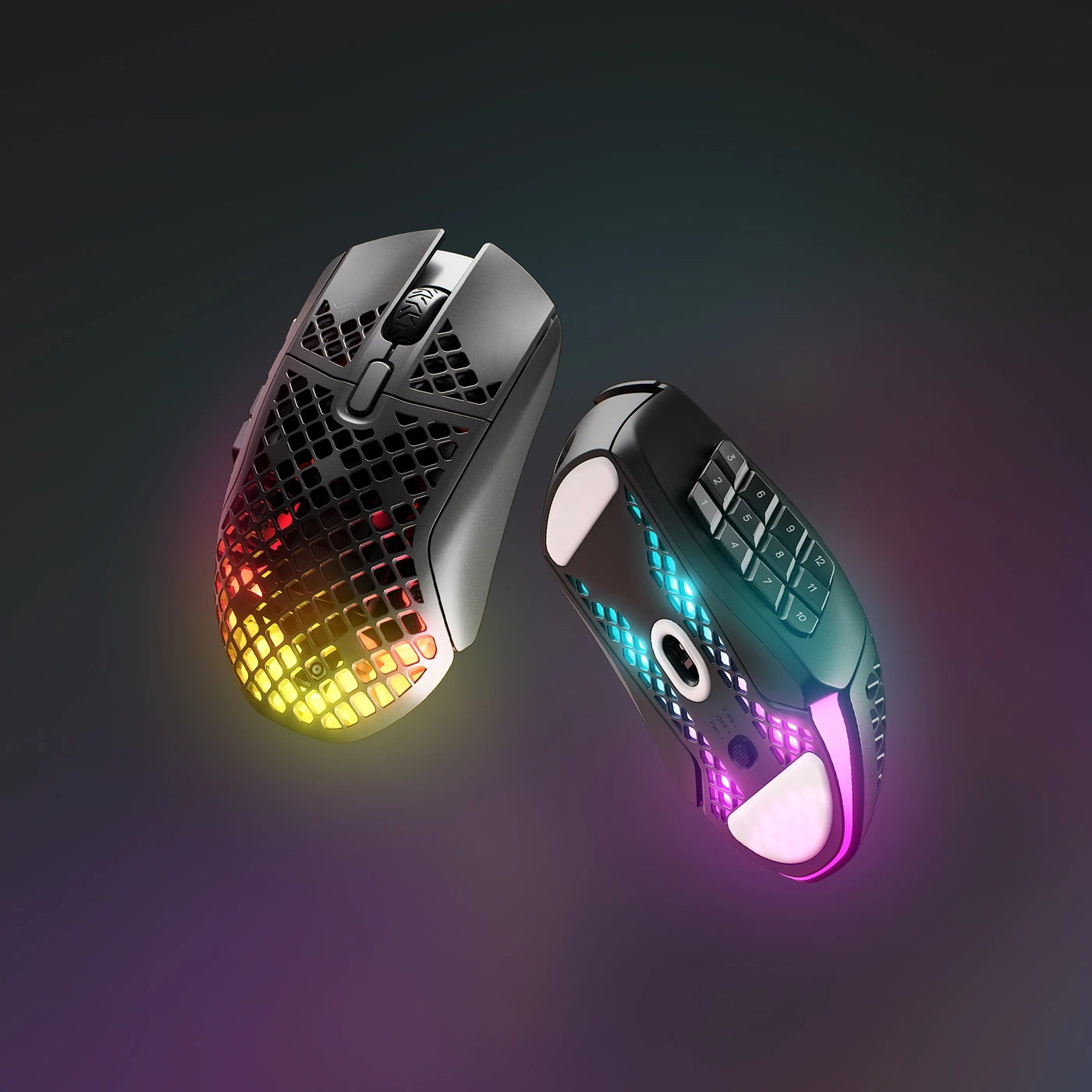 Souris sans fil Aerox 9 sur fond sombre