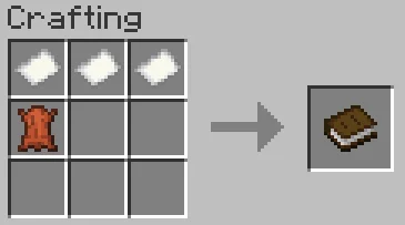 process of gathering materials in Minecraft to create book. 