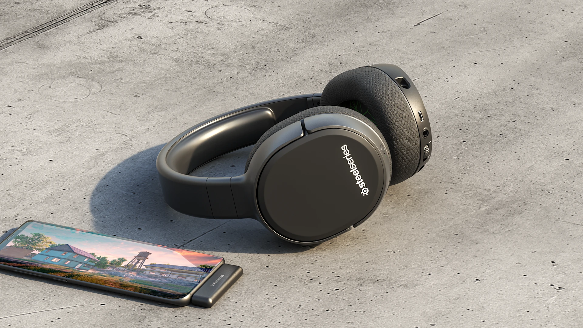 Arctis 1 Headset on a concrete floor