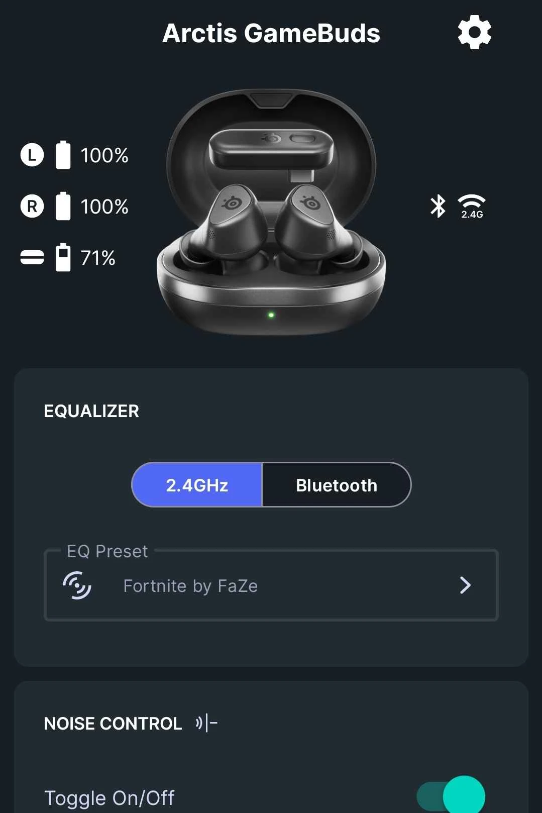 A screenshot from the Nova App showing the option to select a connection and a preset.