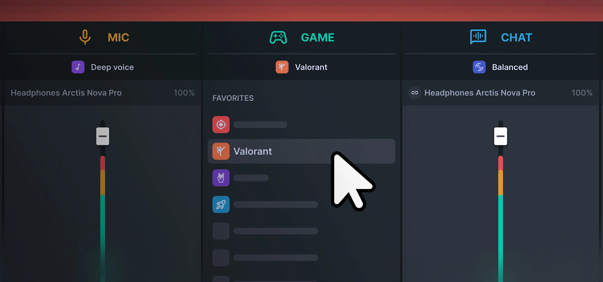 An image of the Sonar UI showing how to switch presets
