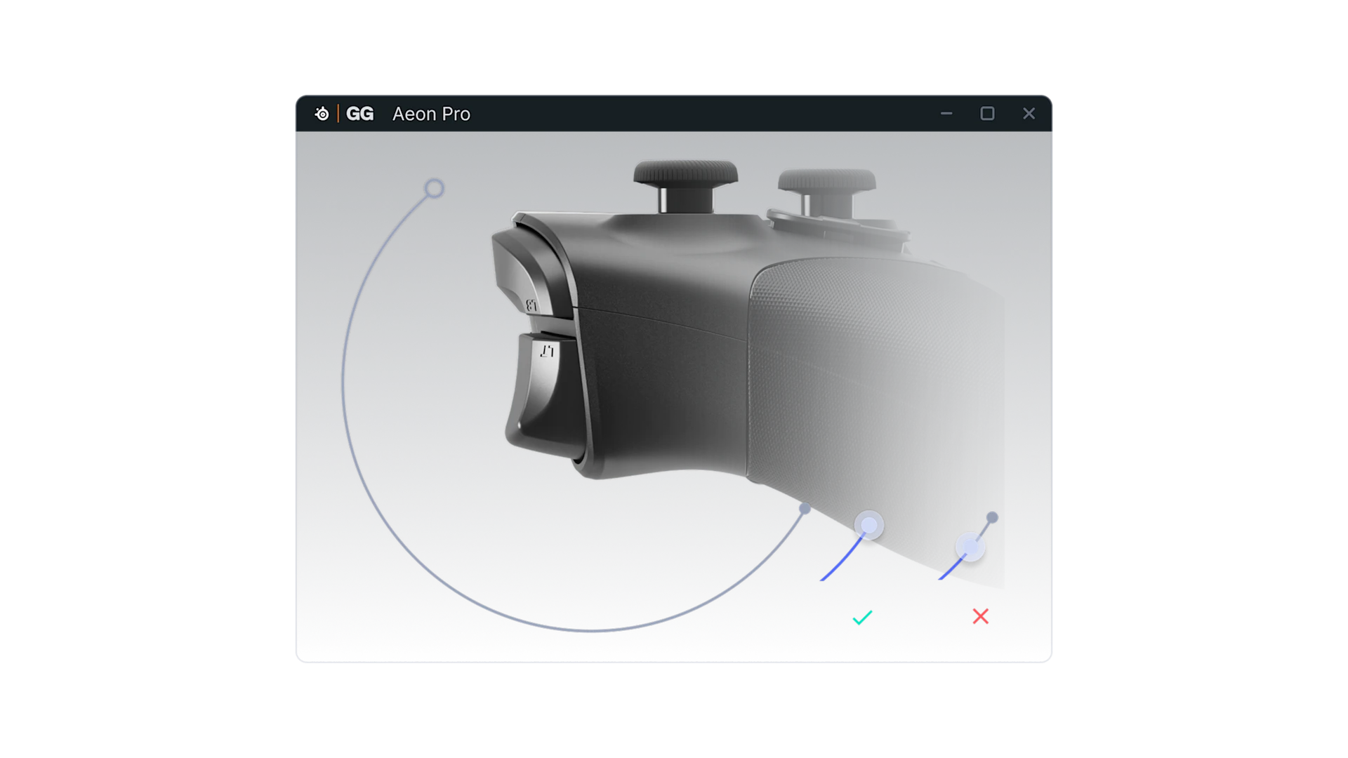 SteelSeries GG software interface demonstrating analog thumbstick deadzone adjustment settings for the Aeon Pro controller.