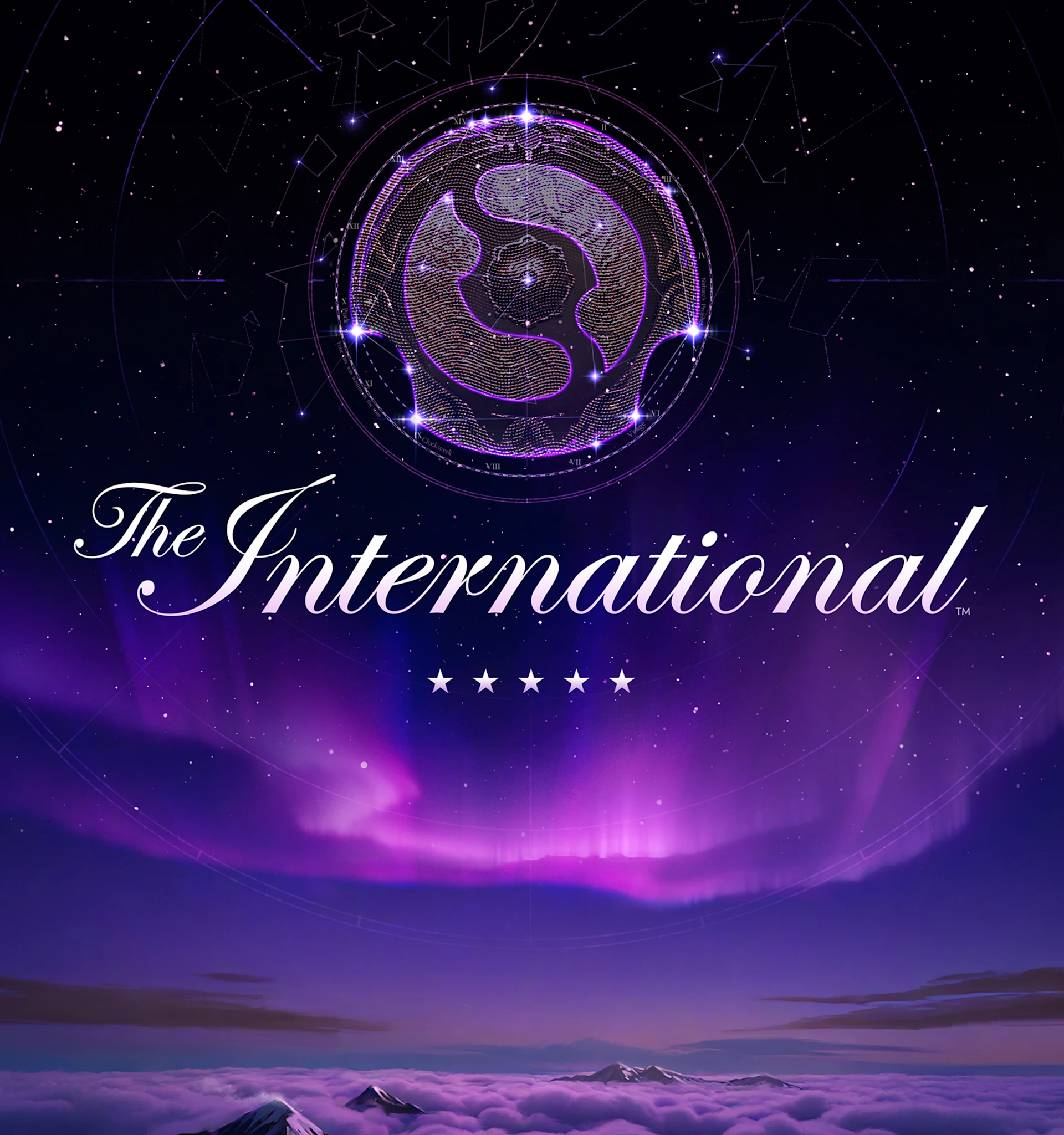 De internationale esportsmesterskaber på en lilla baggrund
