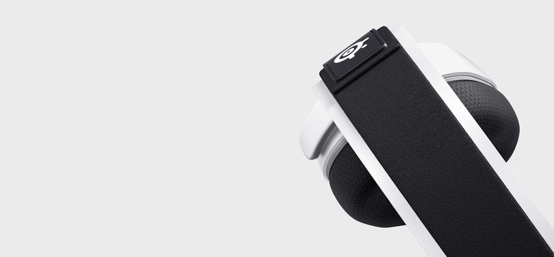 close-up da faixa de cabeça dos fones de ouvido Arctis 7P