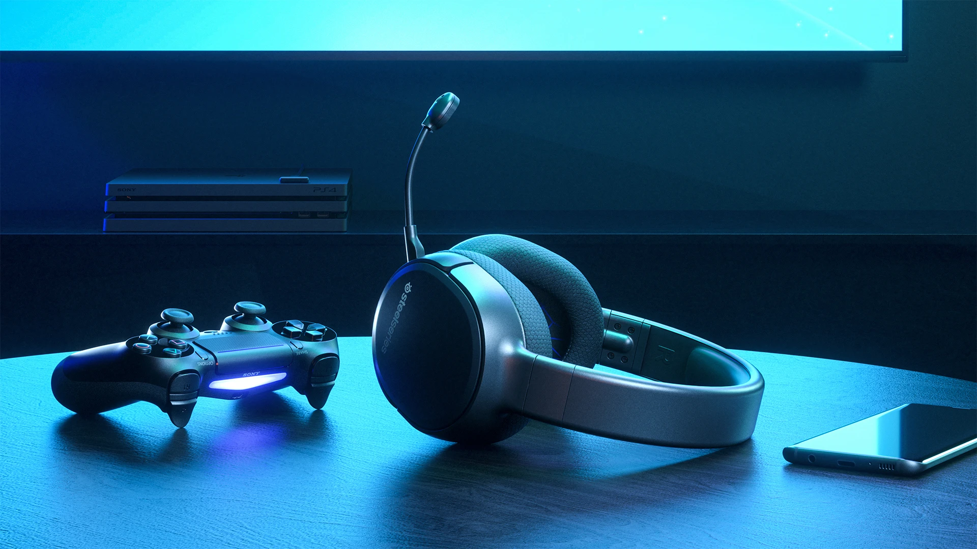 Arcitis 1 headset surrounded by blue light