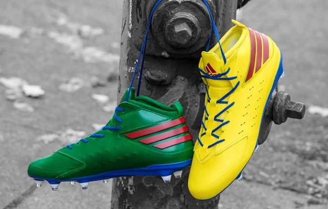 pair of green and yellow shoes.