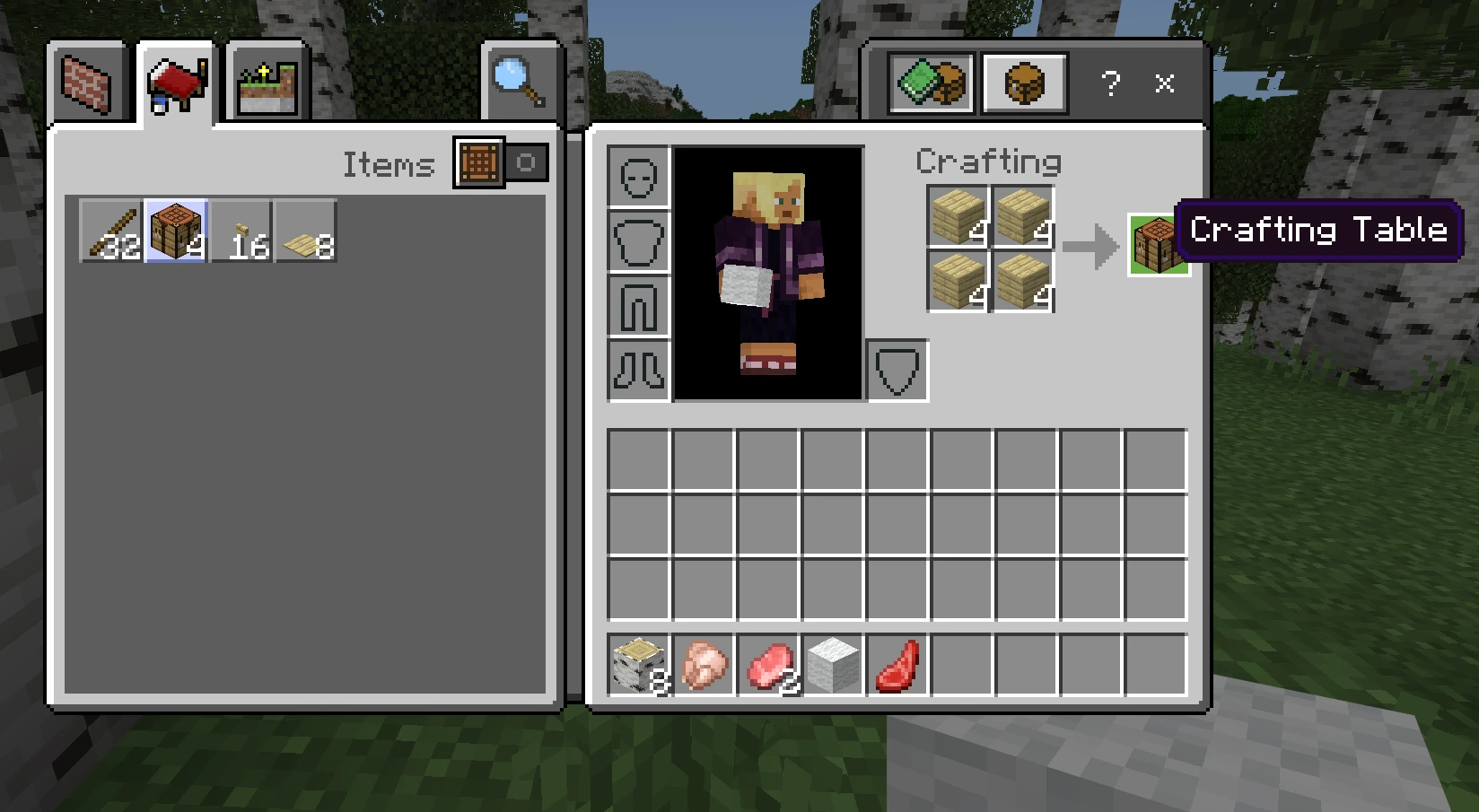 crafting table in minecraft.