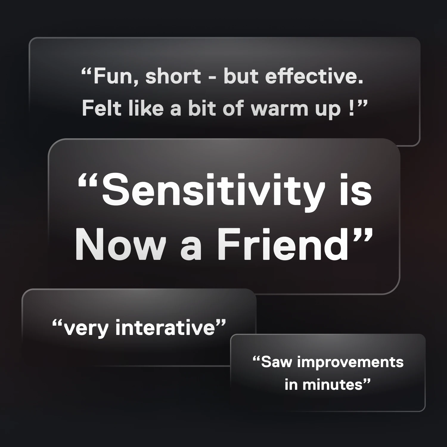 Fare hassasiyetini ve nişan alma becerisini geliştiren bir aracı öven oyuncuların sözlerinden oluşan kolaj.