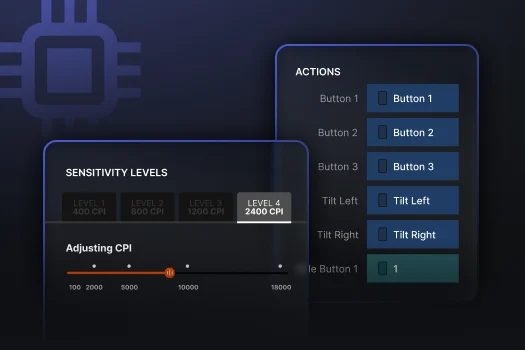 Eine Einstellungsoberfläche für die Mausempfindlichkeit (CPI) und die Tastenbelegung innerhalb der GG-Software.