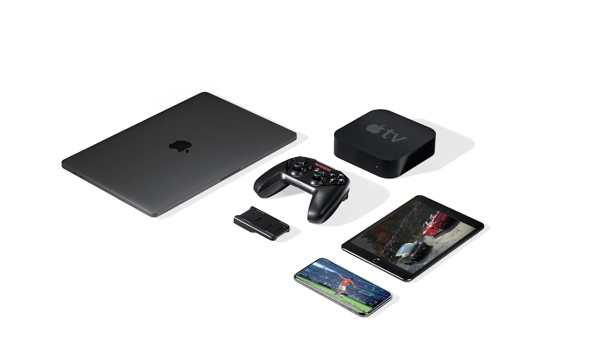 Productos Apple sobre fondo blanco