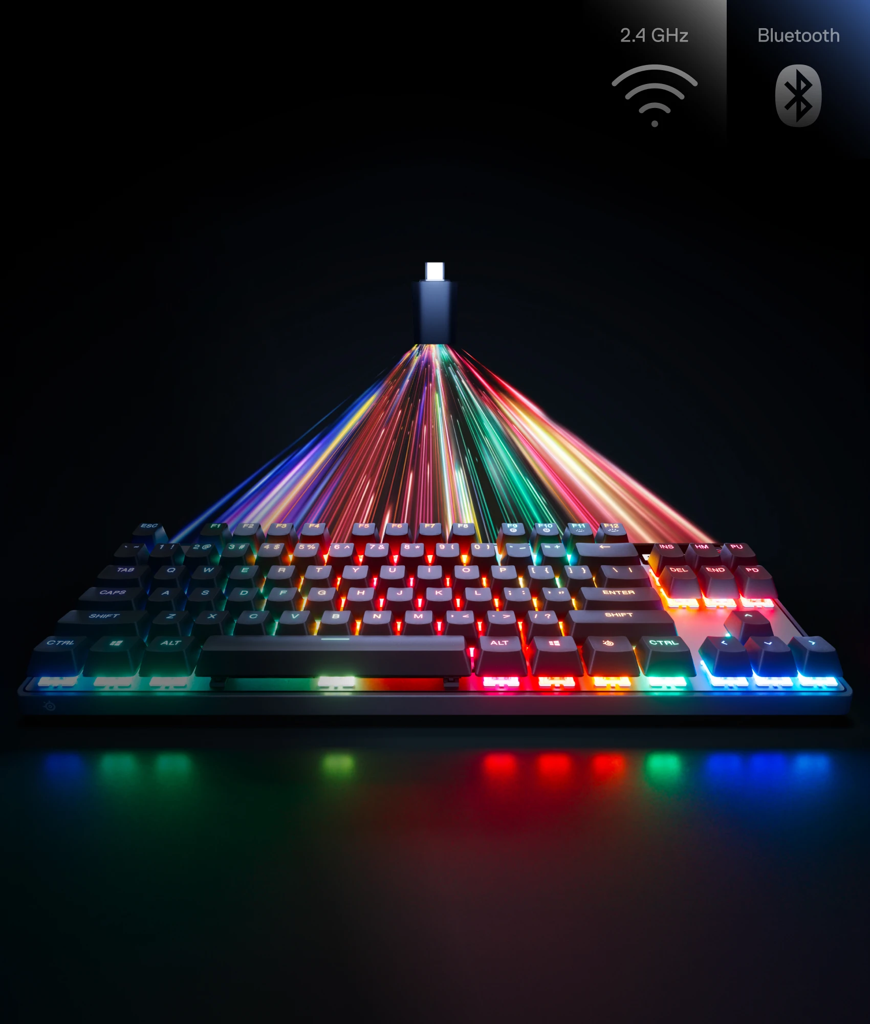 Clavier sans fil Apex Pro TKL illuminé avec des couleurs RGB