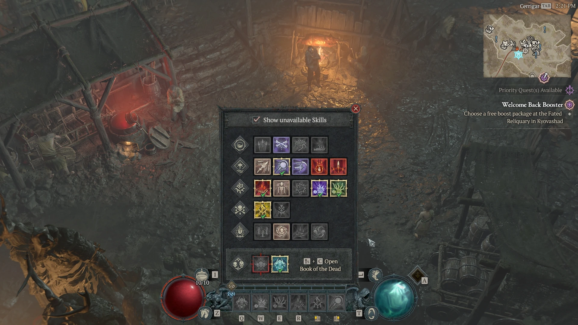 View of the menu from Diablo IV game.