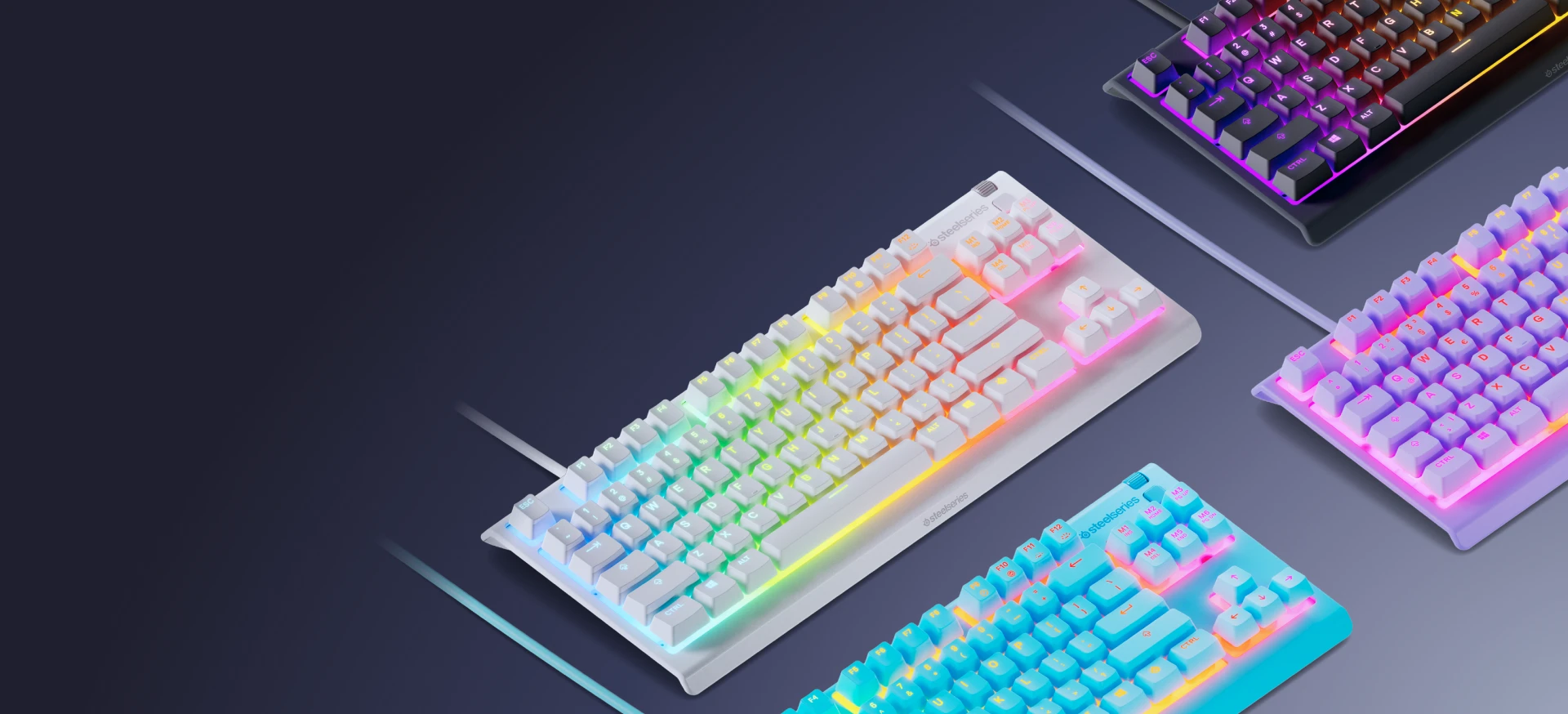 apex 3 tkl keyboards in 3 different colours