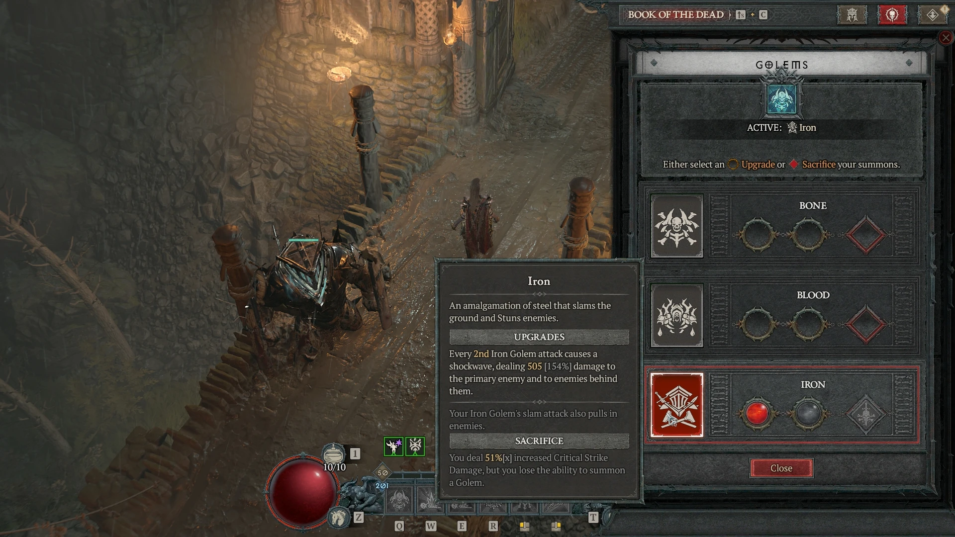 View of the menu from the Diablo IV game.