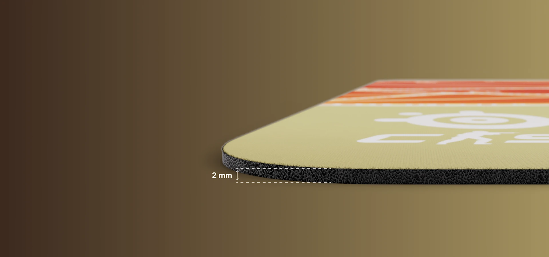 Counter-Strike Dragon Lore Edition mousepad σε επίπεδη θέση- πλαϊνή όψη που δείχνει το πάχος του μαξιλαριού
