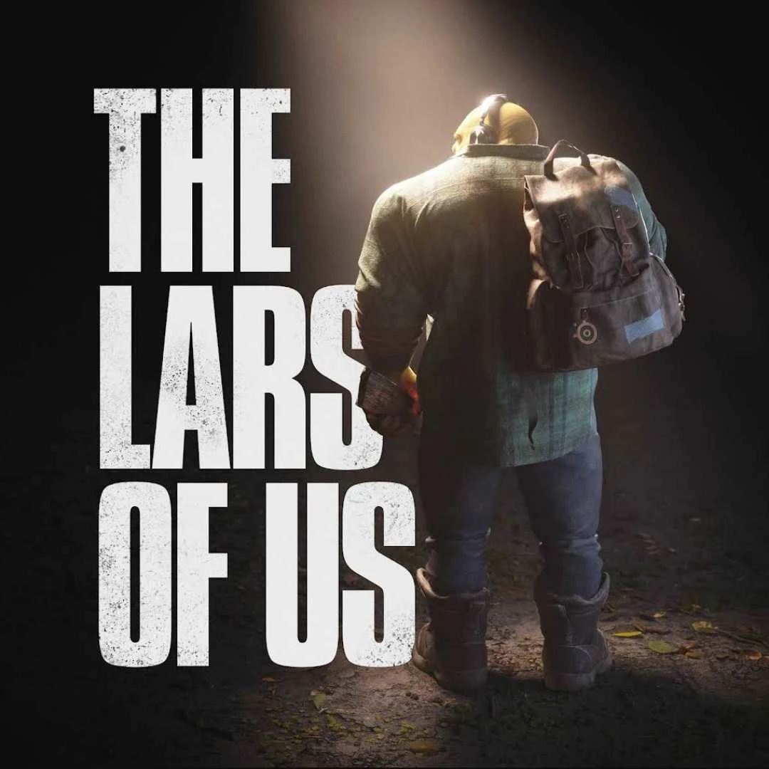 SteelSeries version of The Last of Us video game cover. SteelSeries' character, Lars, is standing next to video game title.