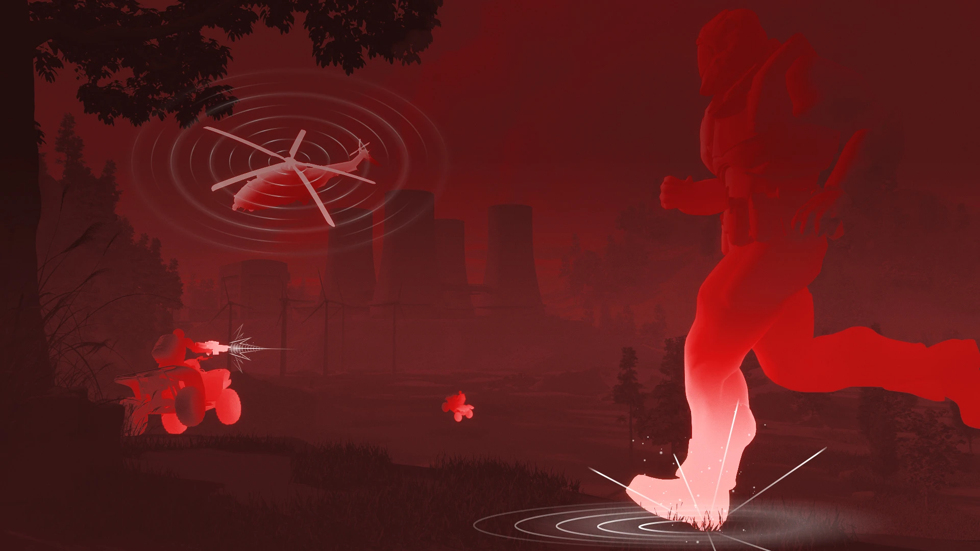 Person, die über das Schlachtfeld rennt