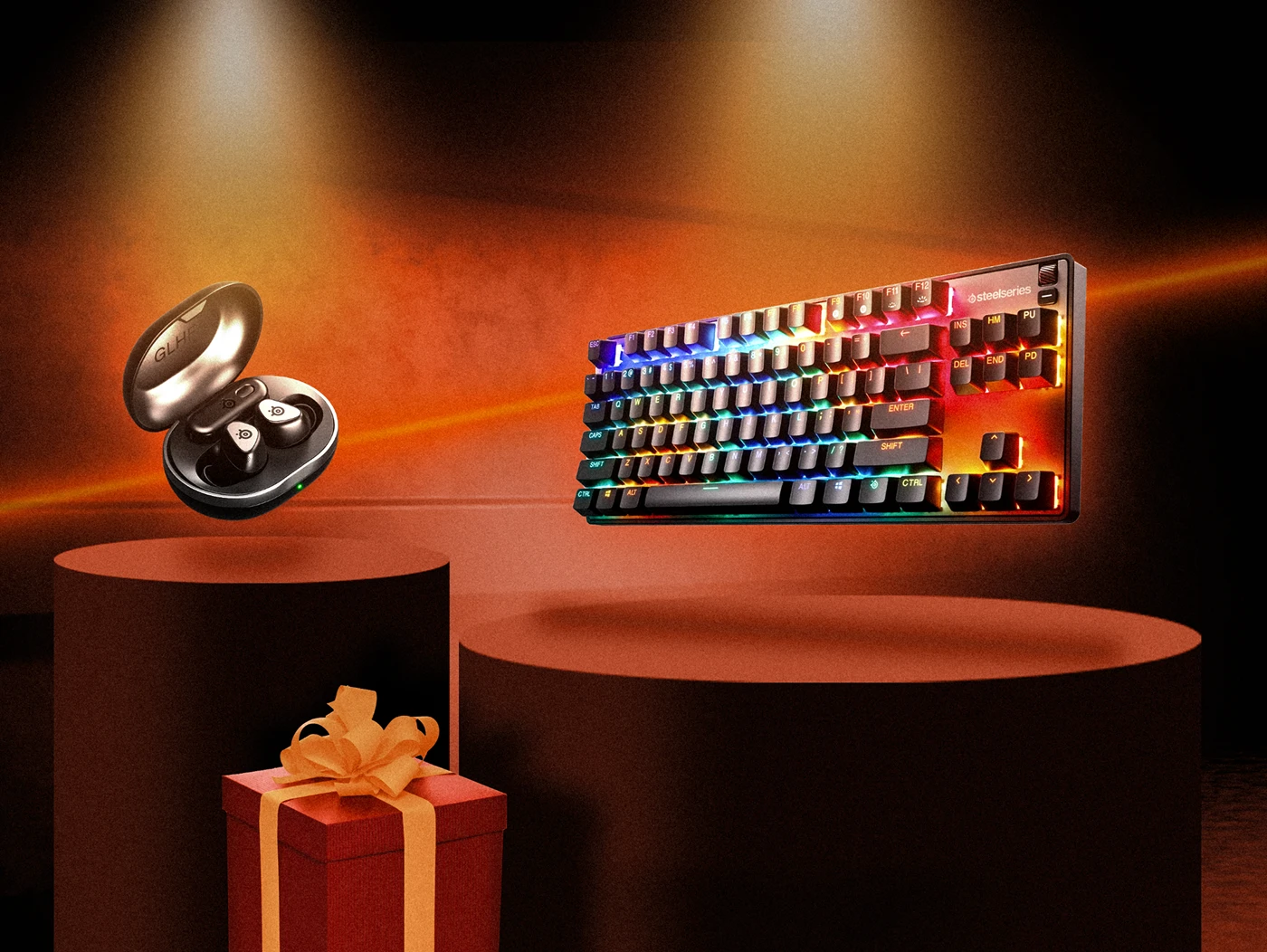 keyboard and gamebuds