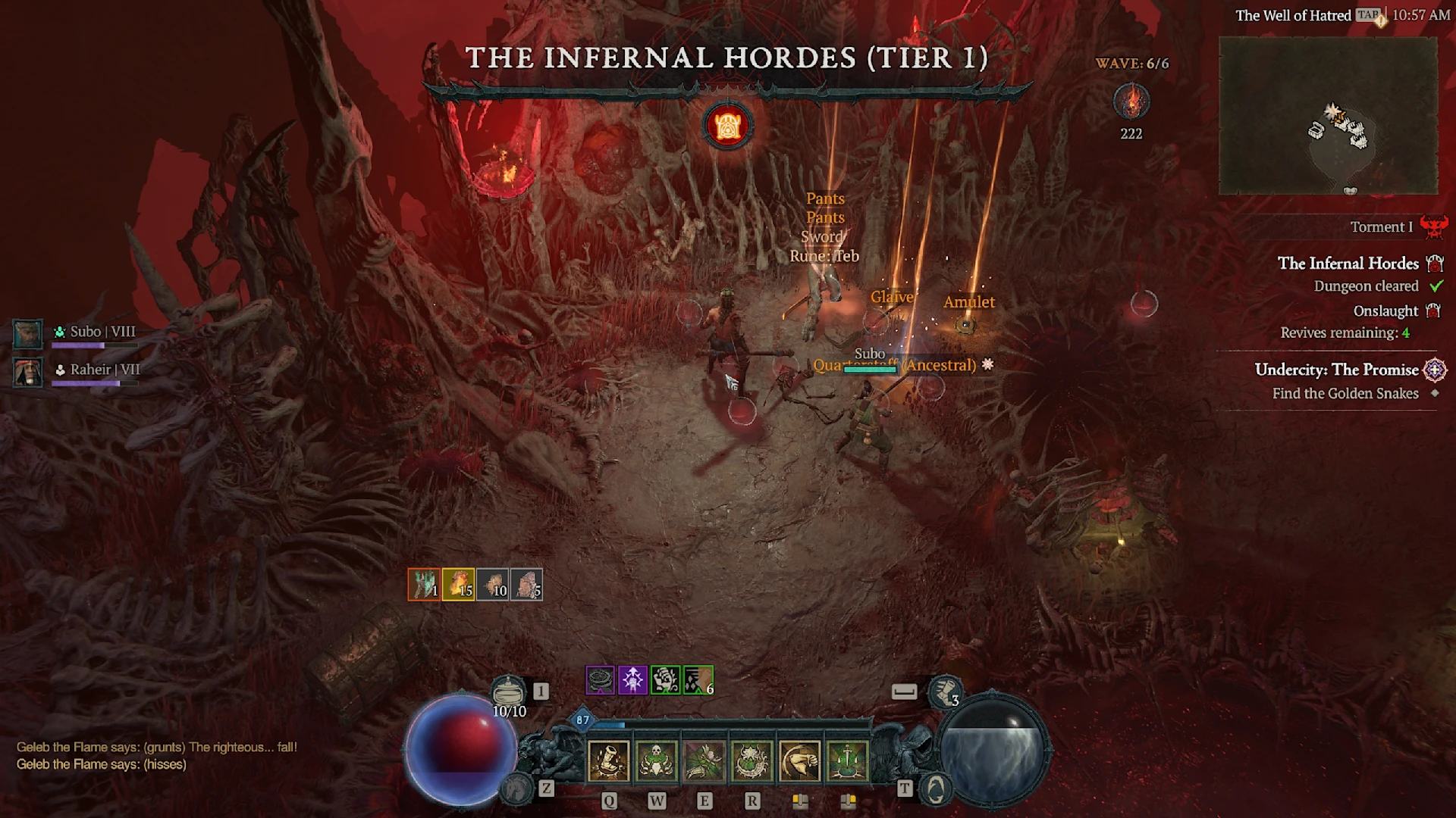 Diablo four in game screenshot showing infernal hordes location.