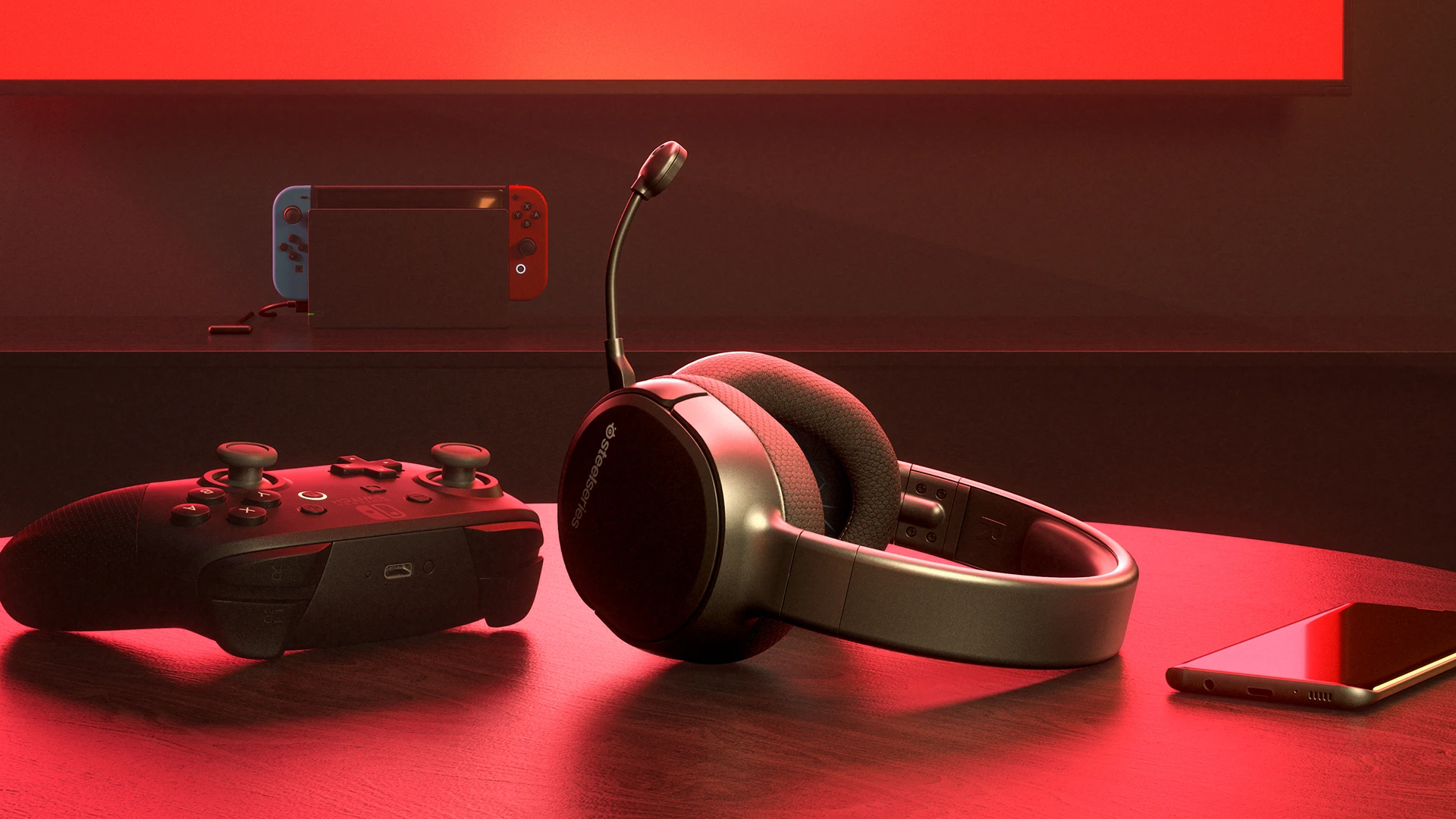 Arctis 1 mit Kopf, umgeben von rotem Licht