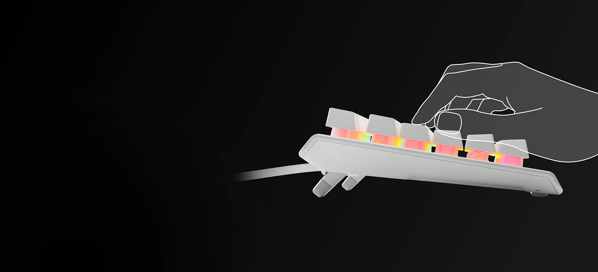 animierte Hand mit Apex 3 TKL White Tastatur