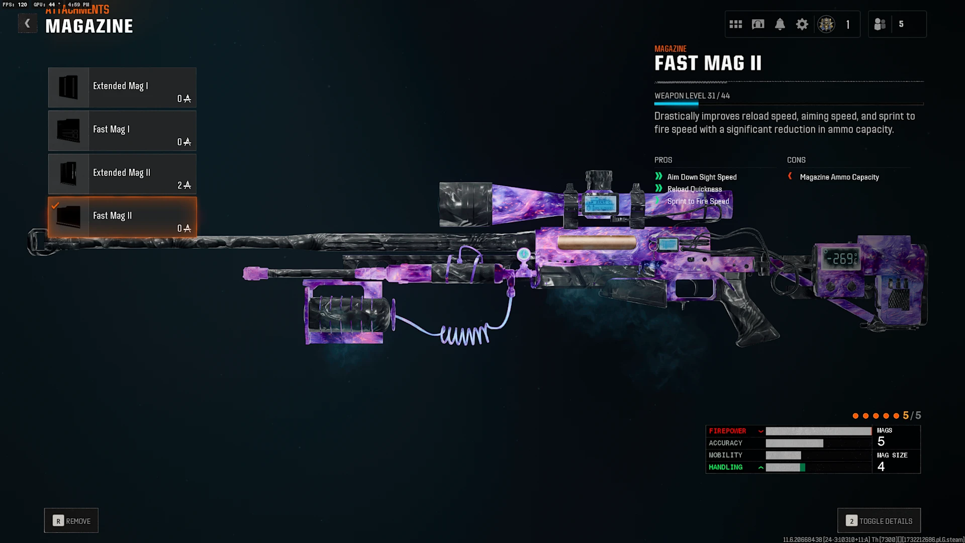 purple glowing gun