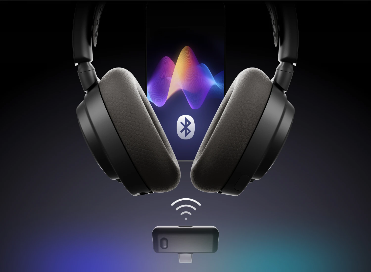 Arctis Nova 7 Gen 2 headset on a colorful gradient background