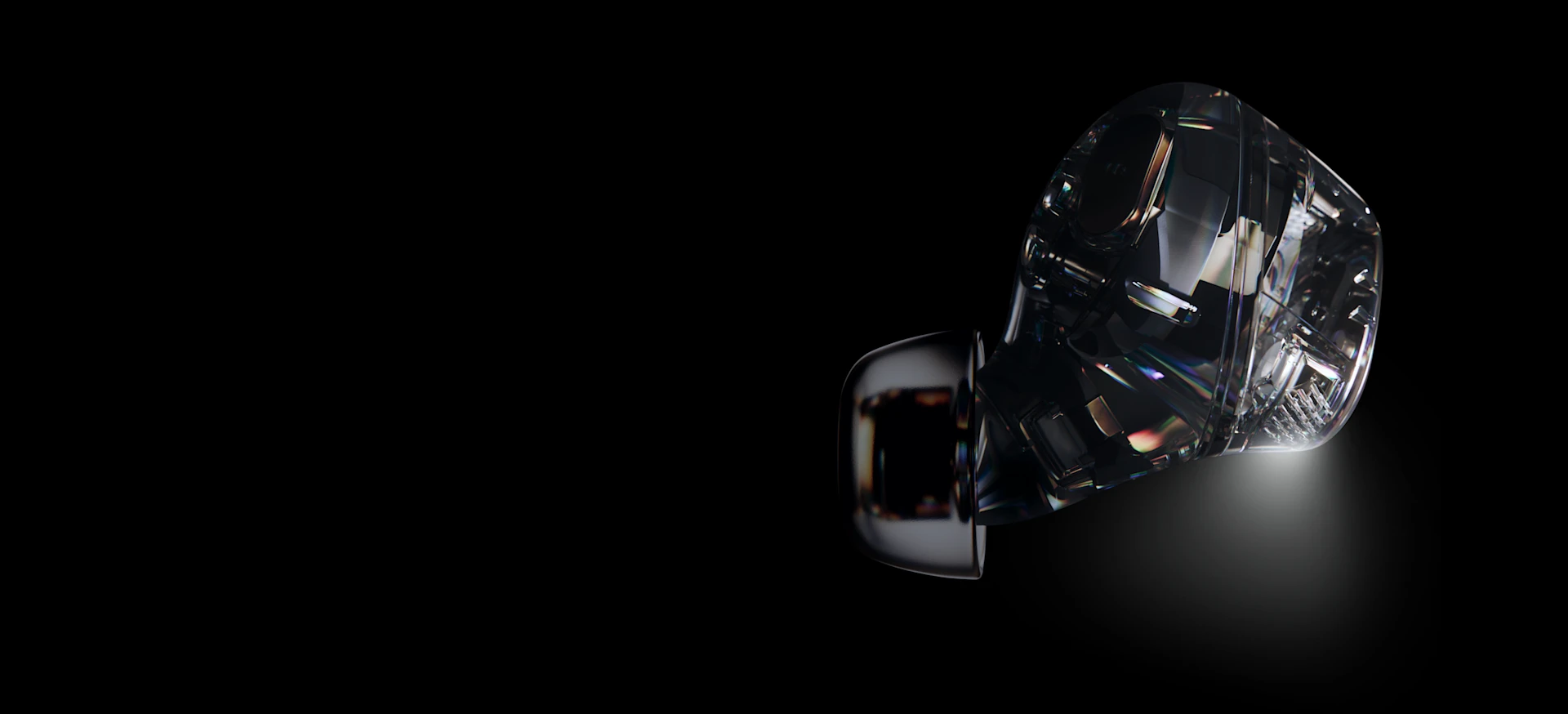 Fones de ouvido Arctis Gamebuds transparentes.