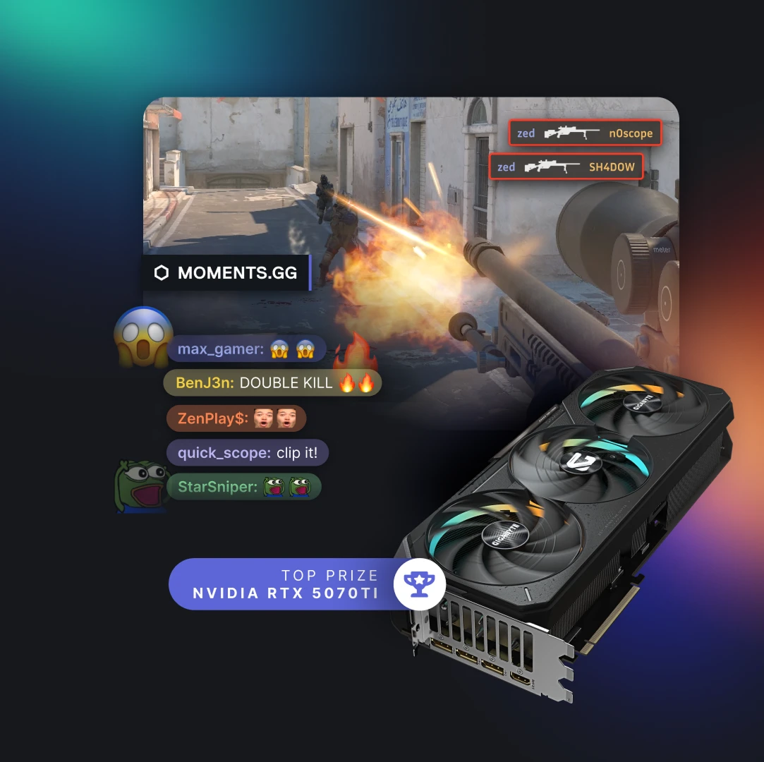 Una imagen con un premio máximo con un doble asesinato en CS:GO recortada con Moments behind.