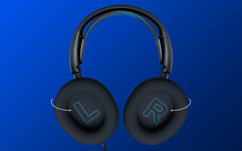 A close up view of an Arctis Nova 1 Playstation Black Headset AirWeave Memory Foam Ear Cushions.