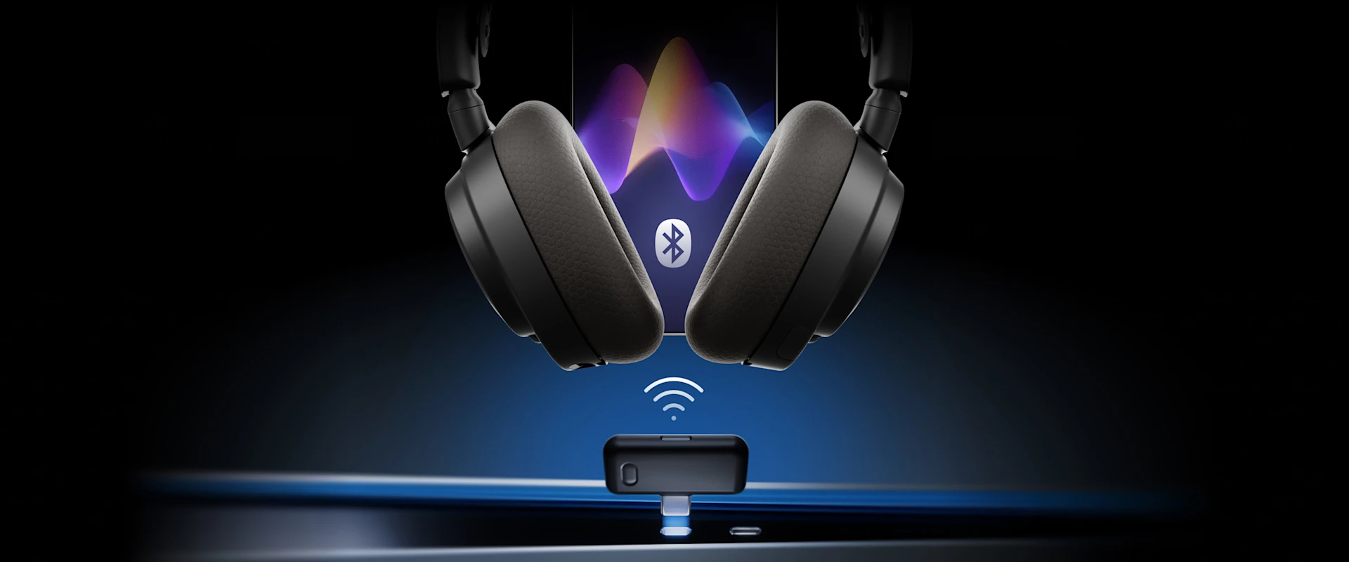 arctis nova 7 gen 2 hoovering above a dongle