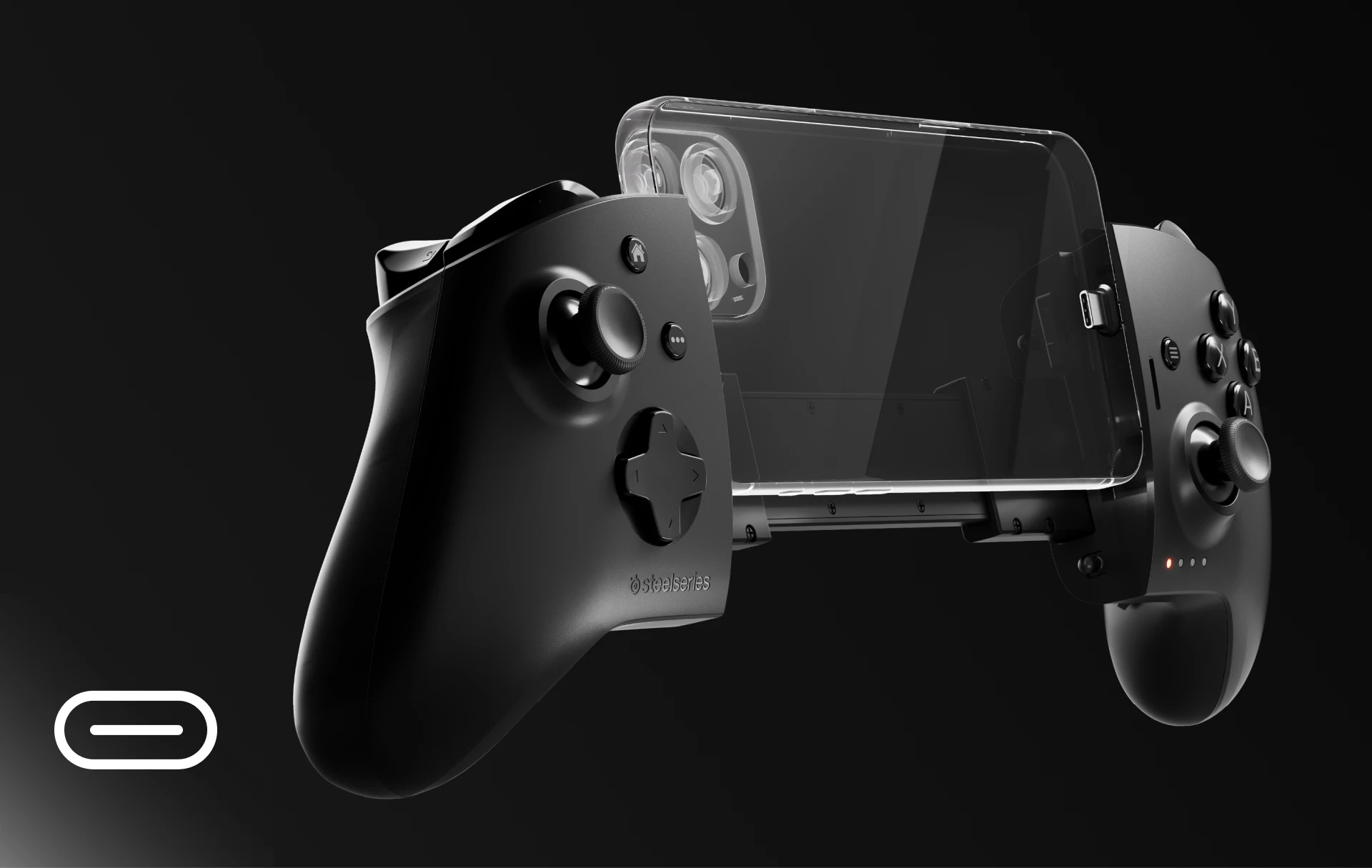 présentation du contrôleur Nimbus Cloud avec l'agencement du smartphone attaché