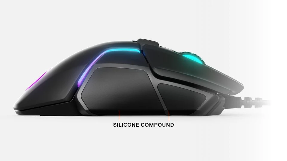 Side view of Rival 600 mice with silicone compounds