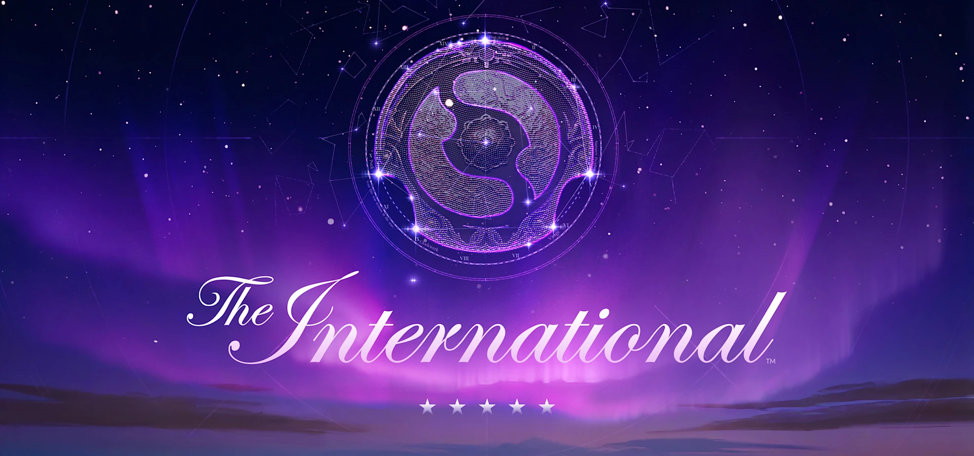 De internationale esportsmesterskaber på en lilla baggrund