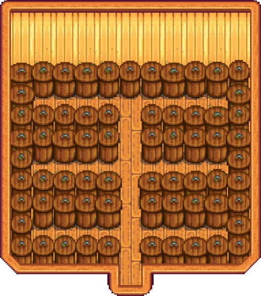 Bunch of barrels in Stardew Valley.