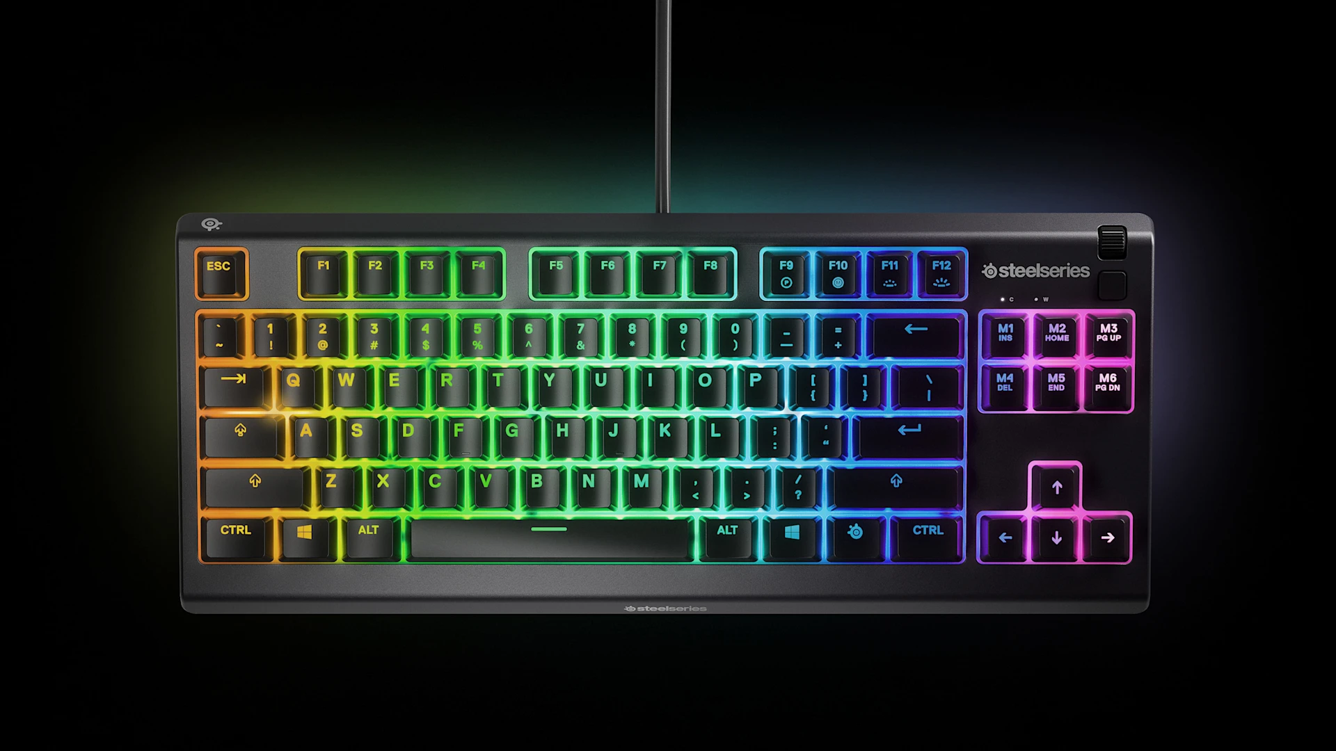 Apex 3 TKL-Tastatur auf schwarzem Hintergrund