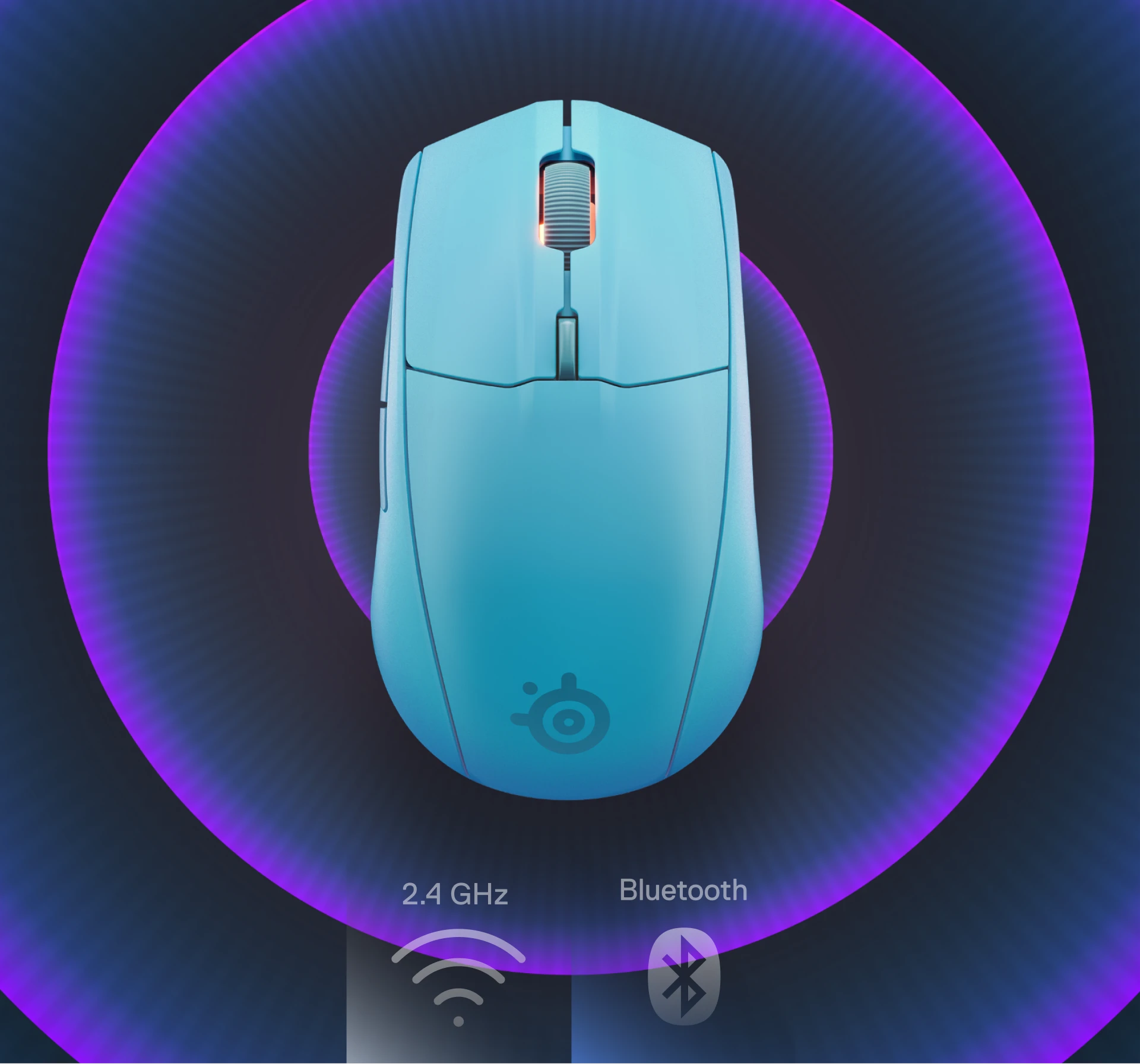 Ratón Rival 3 Wireless Gen 2 sobre fondo abstracto en morado y azul