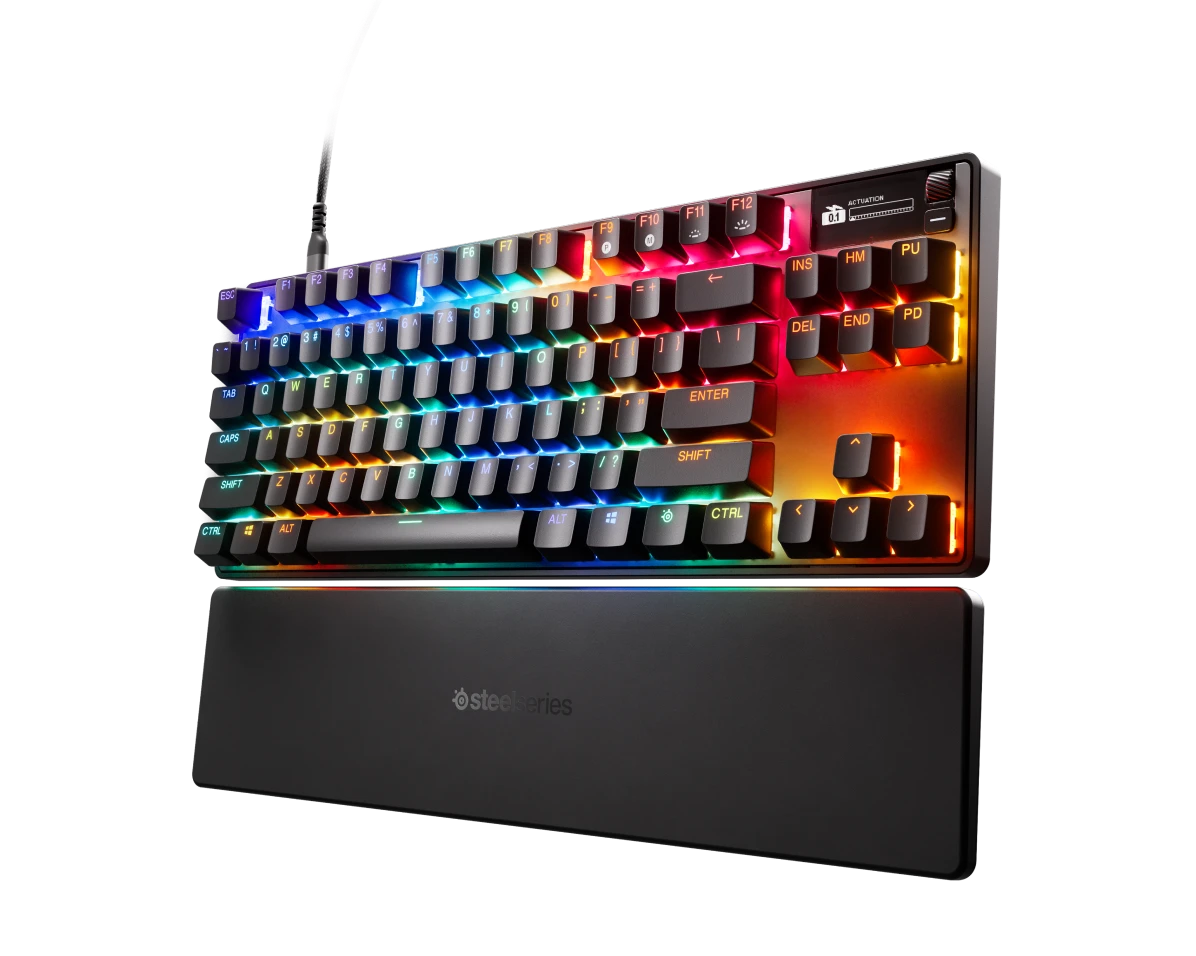 Gaming keyboard apex pro TKL third generation view from the angle.