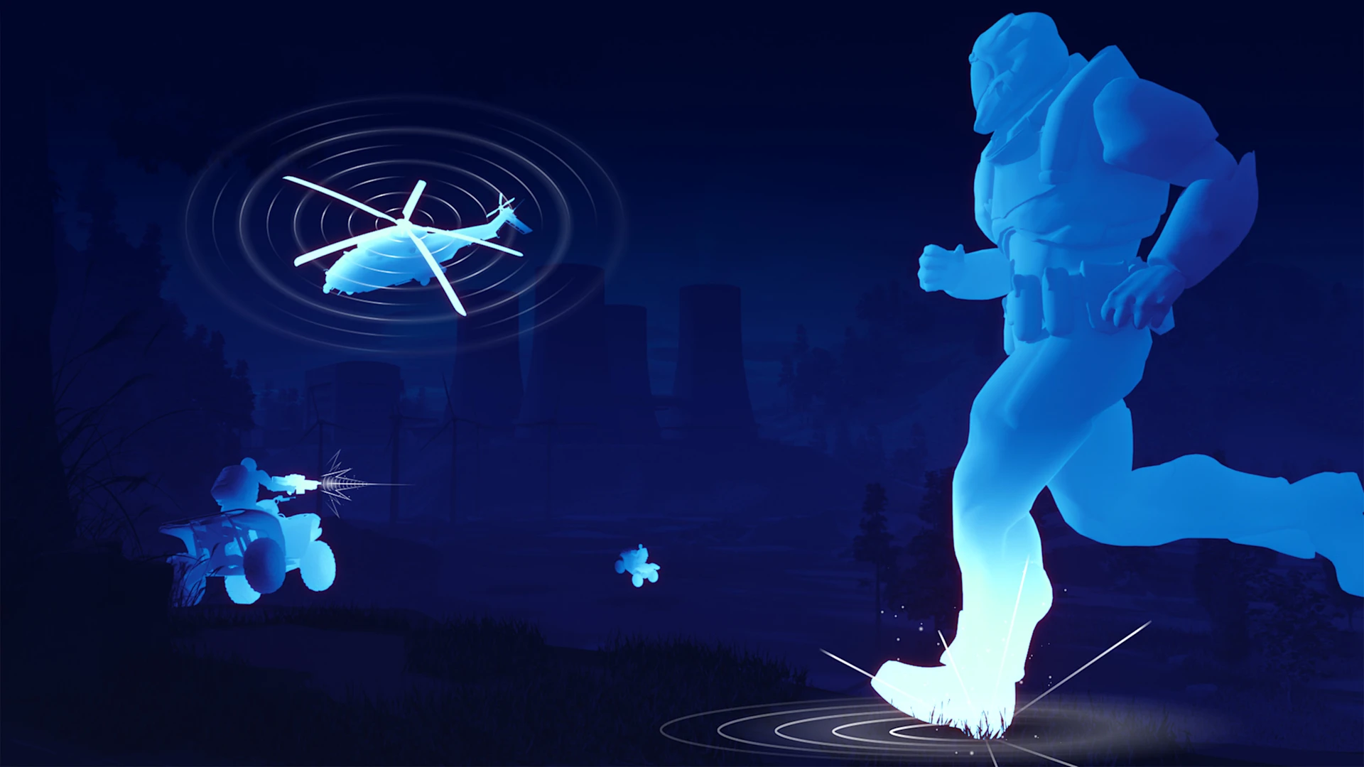 Running person on a battlefield