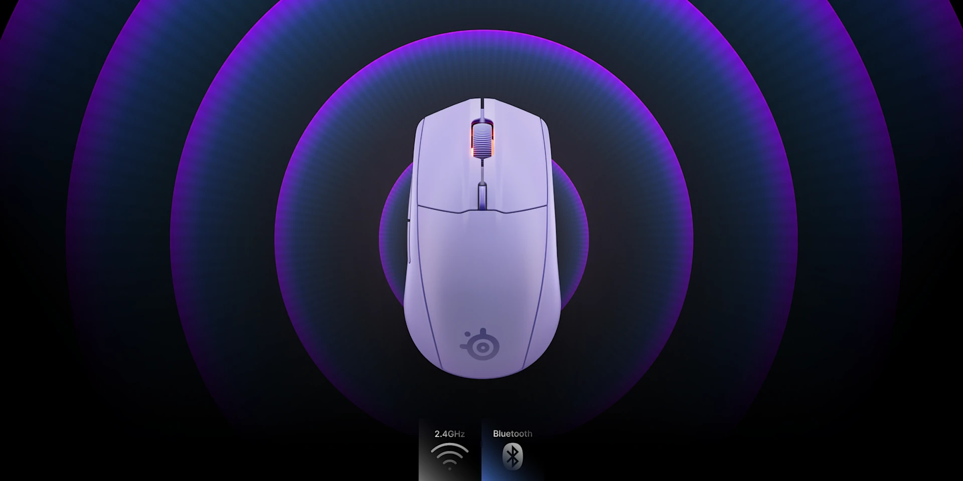 Rival 3 Wireless Gen 2 mouse on an abstract background in purple and blue