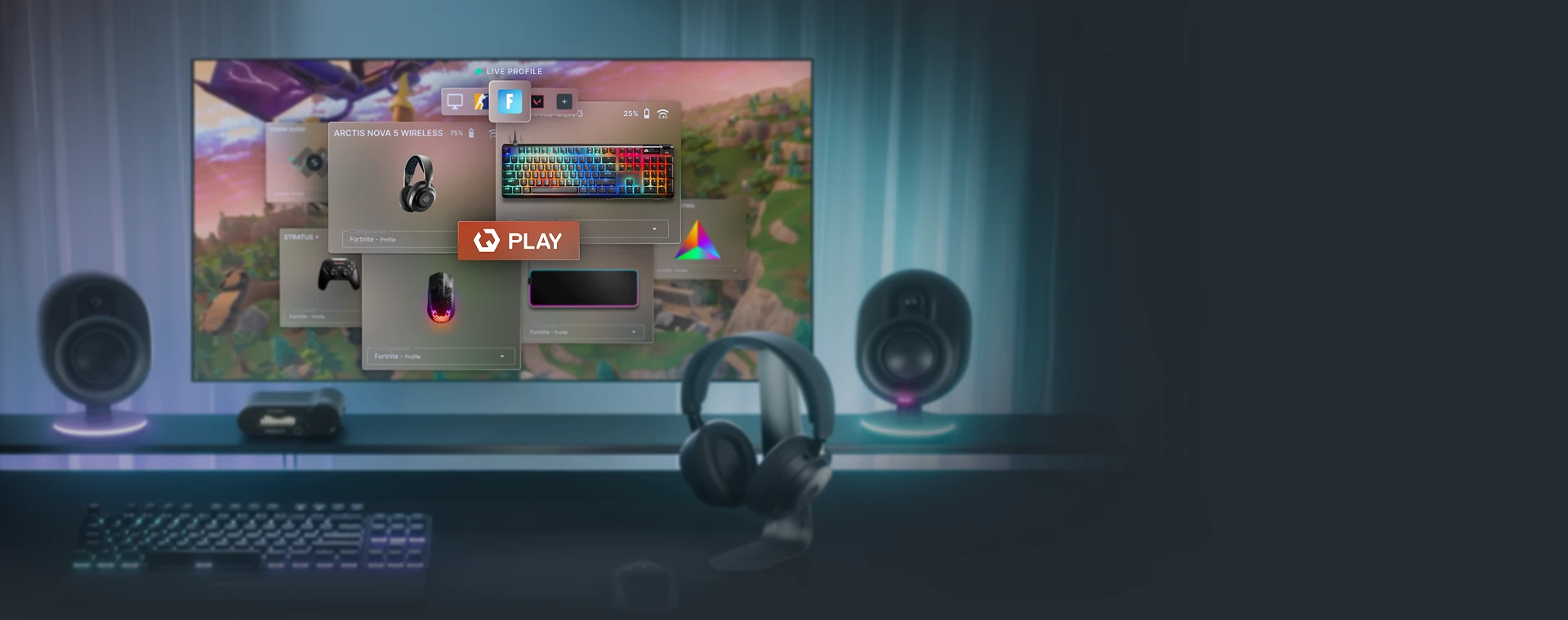 Un'immagine che mostra il passaggio tra diversi profili Quickset.