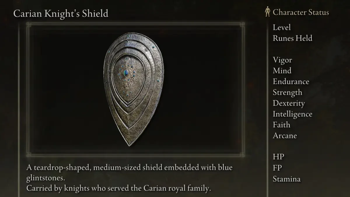 Carian Knight's Shield caracteristics